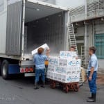 Men unloading boxes at the Tokyo Fish Market