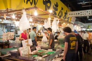 Looking at some fun things at the Tsukiji Fish Market